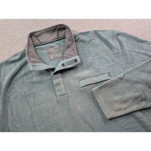 Free Fly Mens 2XL Bamboo Fleece Snap Pullover Blue Gray Performance Sweatshirt